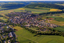 View of the Tauber Valley from the northwest in the district Markelsheim in Bad Mergentheim in the state Baden-Wuerttemberg, Germany