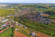 View of the Tauber Valley from the southeast in Igersheim in the state Baden-Wuerttemberg, Germany