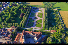 Castle Garden Weikersheim (17th-century castle of Count Wolfgang von Hohenlohe with a magnificent knights' hall and garden with statues.) in Weikersheim in the state Baden-Wuerttemberg, Germany