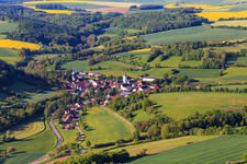 Village view from the north in the morning in the district Niederrimbach in Creglingen in the state Baden-Wuerttemberg, Germany