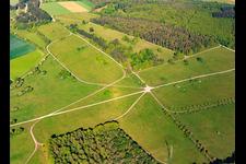 Aerial view of Brachenleite nature reserve at Tauberbischofsheim in Tauberbischofsheim in the state Baden-Wuerttemberg, Germany
