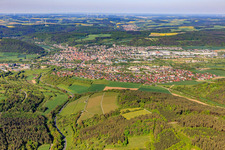 City view from the east in Tauberbischofsheim in the state Baden-Wuerttemberg, Germany