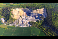 Aerial photograpy of Quarry Werbach of SHB gravel in Werbach in the state Baden-Wuerttemberg, Germany