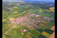 View of the town from the west in Werbach in the state Baden-Wuerttemberg, Germany