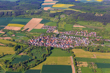 Overview of the town from the west in the district Hochhausen in Tauberbischofsheim in the state Baden-Wuerttemberg, Germany