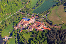 Hotel Kloster Bronnbach with Abbey Garden, Abbey Church of the Assumption of Mary and Missionaries of the Holy Family Monastery Bronnbach from the south in the district Bronnbach in Wertheim in the state Baden-Wuerttemberg, Germany