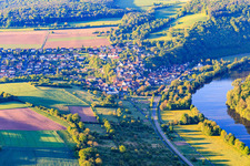 View of the Main river from the north in the district Urphar in Wertheim in the state Baden-Wuerttemberg, Germany