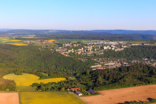 View of the town from the east in the district Reinhardshof in Wertheim in the state Baden-Wuerttemberg, Germany