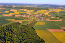 Aerial view of View of the town from the east in the morning in the district Sachsenhausen in Wertheim in the state Baden-Wuerttemberg, Germany
