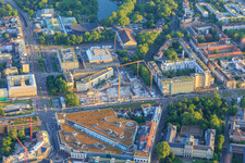 Construction site of the demolished insurance high-rise building on Kriegstraße opposite the Ettlinger Tor Karlsruhe and the State Museum of Natural History Karlsruhe in the district Südweststadt in Karlsruhe in the state Baden-Wuerttemberg, Germany