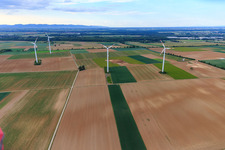 Wind farm Minfeld in Minfeld in the state Rhineland-Palatinate, Germany out of the air