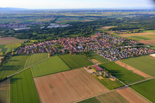 View of the town from the southwest in Steinweiler in the state Rhineland-Palatinate, Germany out of the air