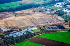 Am Horst industrial area in the district Minderslachen in Kandel in the state Rhineland-Palatinate, Germany viewn from the air