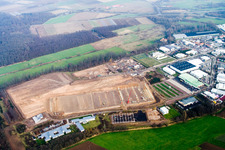 Aerial view of New building construction site in the industrial park Horst for Friedrich Zufall GmbH & Co. KG Internationale Spedition in the district Gewerbegebiet Horst in Kandel in the state Rhineland-Palatinate, Germany