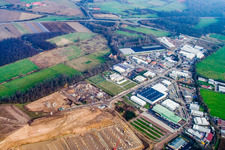 Am Horst industrial area in the district Minderslachen in Kandel in the state Rhineland-Palatinate, Germany from the drone perspective