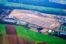 Am Horst industrial area in the district Minderslachen in Kandel in the state Rhineland-Palatinate, Germany from a drone