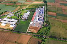 Aerial view of Tankpool24 and AS 24 filling stations and an industrial park with Georg Fischer Fluorpolymer Products GmbH and Barth Medienhaus GmbH | Advertising agency | Digital agency in the district Altdorf in Ettenheim in the state Baden-Wuerttemberg, Germany