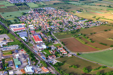 View of the town from the south along the railway line in the district Orschweier in Mahlberg in the state Baden-Wuerttemberg, Germany