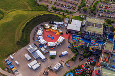 Aerial view of Vildfål - Freefall slide and "Always Sundays" arena of Rulantica in Europa-Park Rust in Rust in the state Baden-Wuerttemberg, Germany