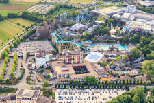 Atlantica SuperSplash, Spanish Arena, 4-star castle hotel "Castillo Alcazar" and 4-star theme hotel "El Andaluz" of Europapark Rust in Rust in the state Baden-Wuerttemberg, Germany