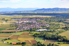 View from the north in the district Niederhausen in Rheinhausen in the state Baden-Wuerttemberg, Germany