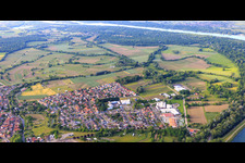 View of the town on the Rhine from the south in Rhinau in the state Bas-Rhin, France