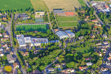 Aquaried swimming pool and football pitch at the Jean-Jacques Waltz High School and Gymnasium in Marckolsheim in the state Bas-Rhin, France