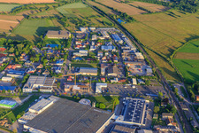 Gewerbestraße industrial area with Kemmler Baustoffhandel, Rhenus Data Office and Scheerer Logistik GmbH & Co. KG in Malterdingen in the state Baden-Wuerttemberg, Germany