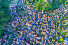 Main Street and Evangelical St. James' Church in Malterdingen in the state Baden-Wuerttemberg, Germany