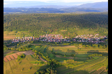 View of the wine-growing town from the west in the district Heimbach in Teningen in the state Baden-Wuerttemberg, Germany