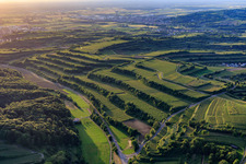 Aerial view of Terraced vineyards in the district Bombach in Kenzingen in the state Baden-Wuerttemberg, Germany