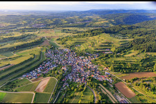 Aerial view of Wine village view from the south in the district Bombach in Kenzingen in the state Baden-Wuerttemberg, Germany
