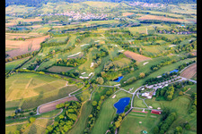 Aerial view of Europa-Park Golf Club Breisgau with Rebland the Restaurant in the district Tutschfelden in Herbolzheim in the state Baden-Wuerttemberg, Germany