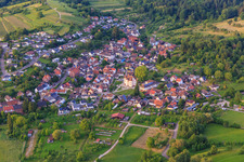 Village view from the southwest with Schmieheim Castle in the district Schmieheim in Kippenheim in the state Baden-Wuerttemberg, Germany