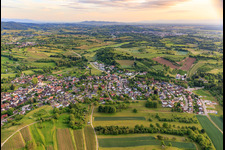 Oblique view of Village view from the northwest with Schmieheim Castle in the district Schmieheim in Kippenheim in the state Baden-Wuerttemberg, Germany