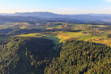 Aerial view of Hamlet on the Black Forest plateau in the district Ottoschwanden in Freiamt in the state Baden-Wuerttemberg, Germany