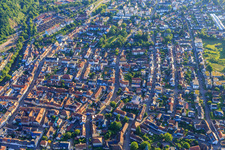 City center from the southwest in Waldkirch in the state Baden-Wuerttemberg, Germany