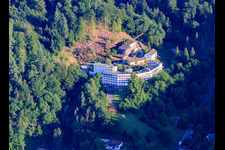 Aerial view of BDH Clinic Waldkirch gGmbH and School for Health and Nursing Assistants at the BDH Clinic Waldkirch in Waldkirch in the state Baden-Wuerttemberg, Germany