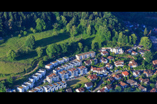 Aerial view of New development area Anneliese-Licht-Straße in Waldkirch in the state Baden-Wuerttemberg, Germany