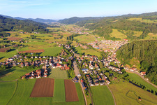 View of the Elz Valley from the northeast in the district Allmend in Winden im Elztal in the state Baden-Wuerttemberg, Germany