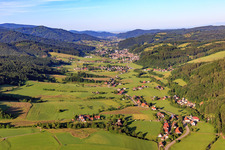 Aerial view of Elztal from the northeast in the district Unterprechtal in Elzach in the state Baden-Wuerttemberg, Germany