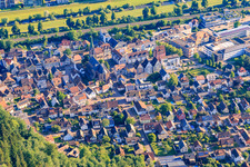 City center with St. Mauritius Church in Hausach in the state Baden-Wuerttemberg, Germany