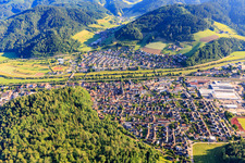 City overview from the south in Hausach in the state Baden-Wuerttemberg, Germany