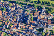 Main street with St. Mauritius Church in Hausach in the state Baden-Wuerttemberg, Germany