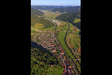 Aerial view of View of the town from the northeast in Hausach in the state Baden-Wuerttemberg, Germany