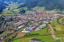 City view from the east in Haslach im Kinzigtal in the state Baden-Wuerttemberg, Germany