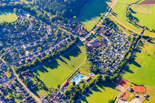 Aerial view of Holiday paradise Schwarzwälder Hof, campsite play barn at the family pool Seelbach in Seelbach in the state Baden-Wuerttemberg, Germany