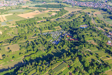 Aerial view of Terraced campsite Herbolzheim in Herbolzheim in the state Baden-Wuerttemberg, Germany