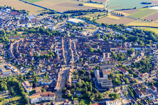 Aerial view of Main street from the north in the district Wonnental in Kenzingen in the state Baden-Wuerttemberg, Germany