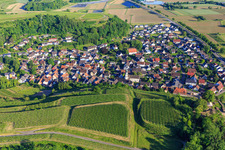 Wine-growing village at the foot of the vineyards from the north in the district Hecklingen in Kenzingen in the state Baden-Wuerttemberg, Germany